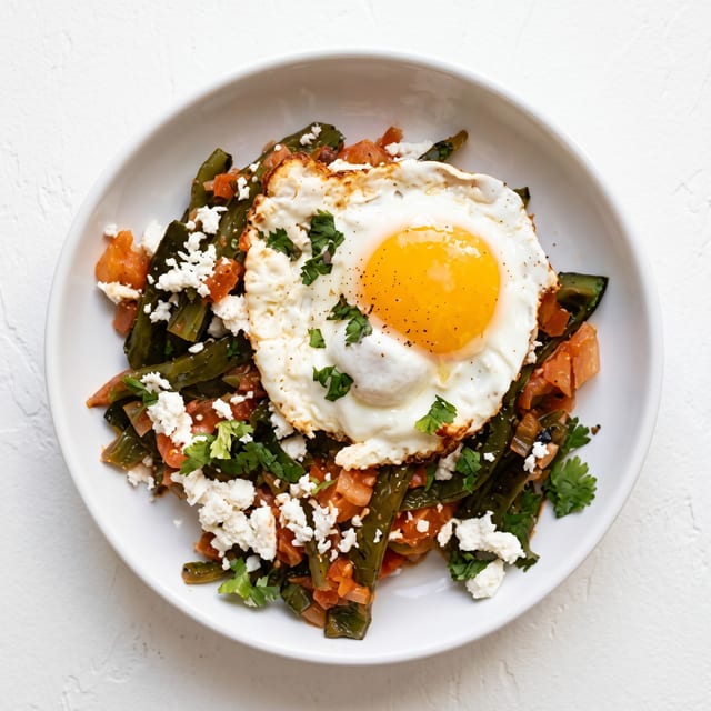 Rajas y Huevos / Eggs with Roasted Poblano Strips.