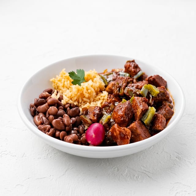 Guisado de Cerdo en Chile Rojo / Pork in Red Chile Sauce.